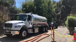 All In Sanitation septic pumping truck performing service at a residential property in Southern California. 